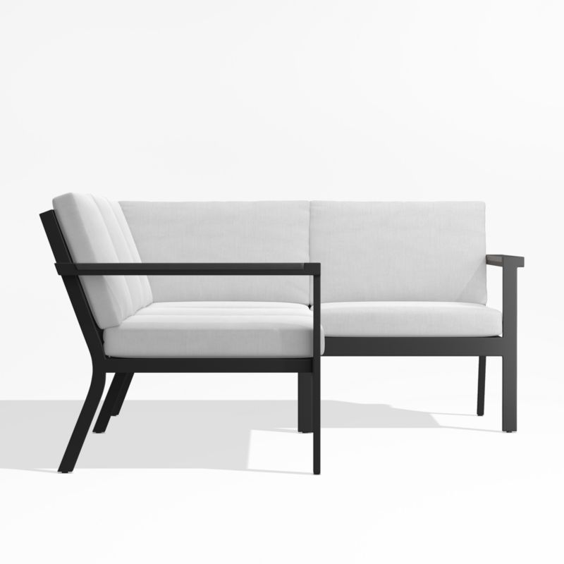 Alfresco Black Metal 3-Piece Petite L-Shaped Outdoor Sectional Sofa with White Sunbrella ® Cushions - image 3 of 5