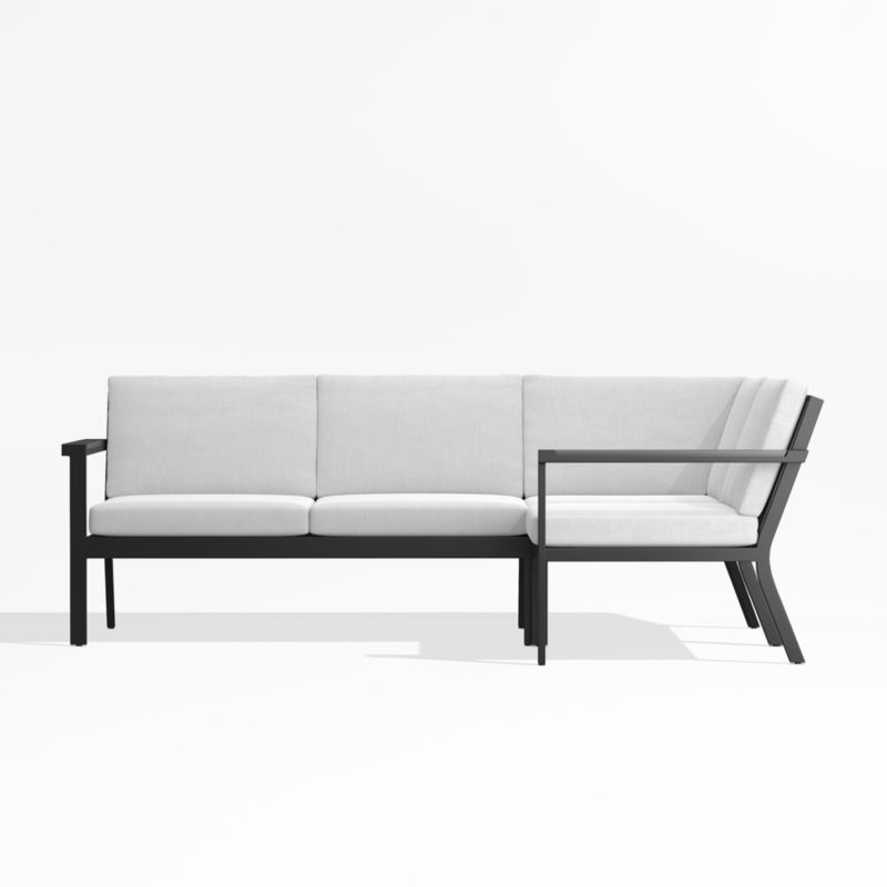 Alfresco Black Metal 3-Piece Petite L-Shaped Outdoor Sectional Sofa with White Sunbrella ® Cushions - image 2 of 5