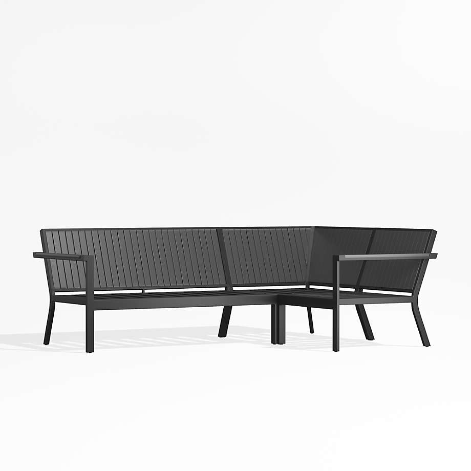 Alfresco Black Metal 3-Piece Petite L-Shaped Outdoor Sectional Sofa