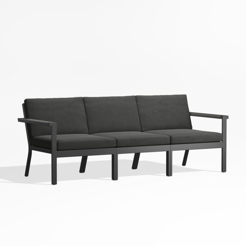 Alfresco 82" Metal 3-Piece Outdoor Sofa with Charcoal Grey Sunbrella ® Cushions - image 3 of 6