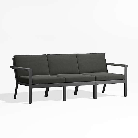 Alfresco 82" Metal 3-Piece Outdoor Sofa with Charcoal Grey Sunbrella ® Cushions