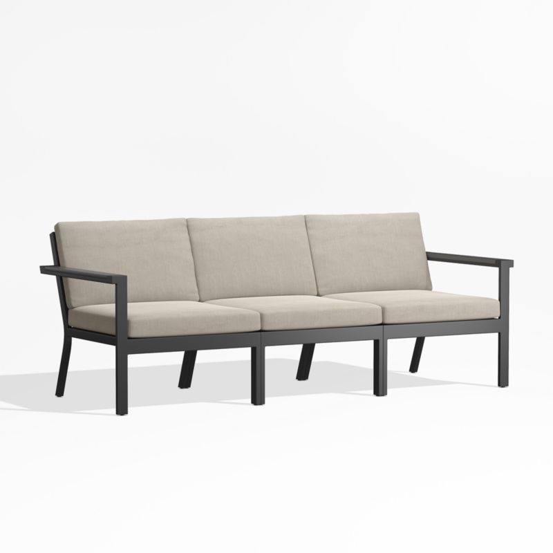 Alfresco 82" Metal 3-Piece Outdoor Sofa with Flax Beige Sunbrella ® Cushions - image 3 of 6