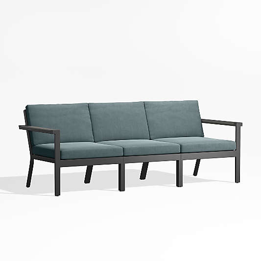 Alfresco 82" Metal 3-Piece Outdoor Sofa with Haze Grey Sunbrella Cushions