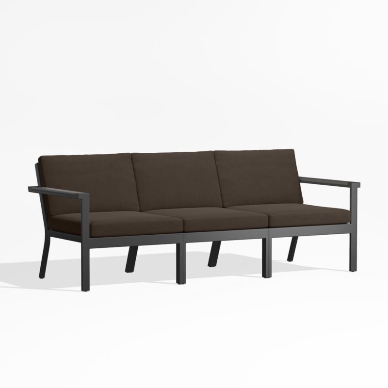 Alfresco 82" Metal 3-Piece Outdoor Sofa with Java Brown Sunbrella Cushions - image 3 of 6