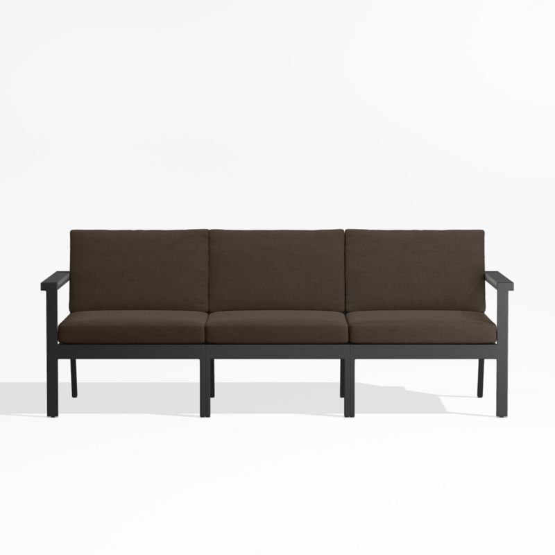 Alfresco 82" Metal 3-Piece Outdoor Sofa with Java Brown Sunbrella Cushions - image 0 of 6