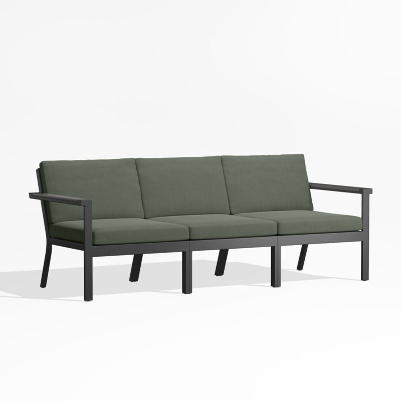 Alfresco 82" Metal 3-Piece Outdoor Sofa with Sage Green Sunbrella Cushions - image 3 of 6