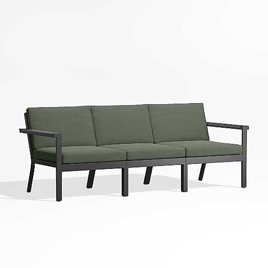 Alfresco 82" Metal 3-Piece Outdoor Sofa with Sage Green Sunbrella Cushions