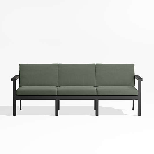 Alfresco 82" Metal 3-Piece Outdoor Sofa with Sage Green Sunbrella Cushions