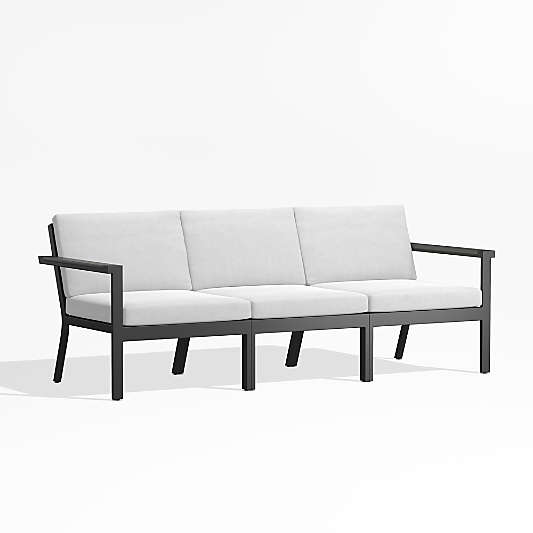 Alfresco 82" Metal 3-Piece Outdoor Sofa with White Sunbrella ® Cushions