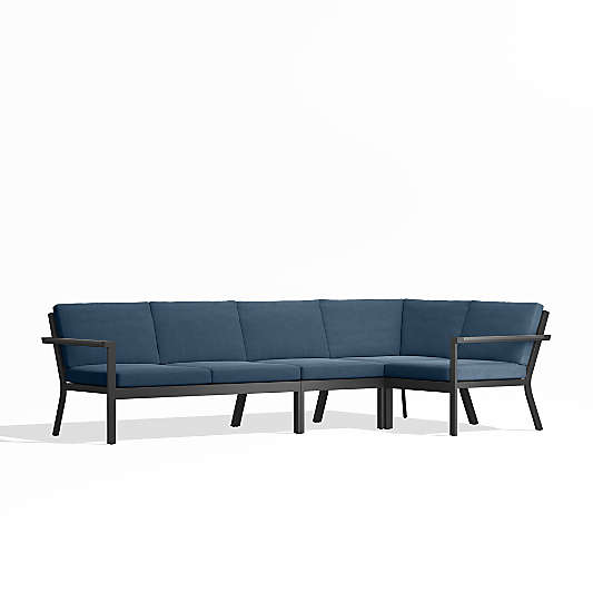 Alfresco Cast Harbor Blue Sunbrella ® 4-Piece L-Shaped Outdoor Sectional Cushions