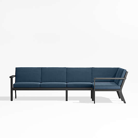 Alfresco Cast Harbor Blue Sunbrella ® 4-Piece L-Shaped Outdoor Sectional Cushions