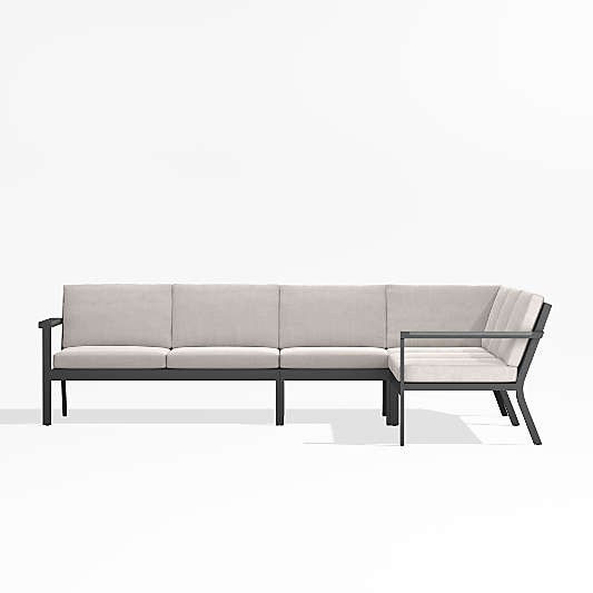 Alfresco Metal 4-Piece L-Shaped Outdoor Sectional Sofa with Silver Sunbrella® Cushions