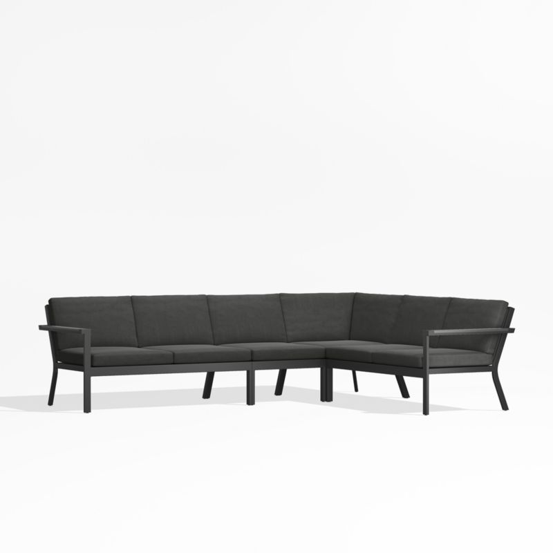 Alfresco Black Metal 4-Piece L-Shaped Outdoor Sectional Sofa with Charcoal Grey Sunbrella ® Cushions - image 0 of 5