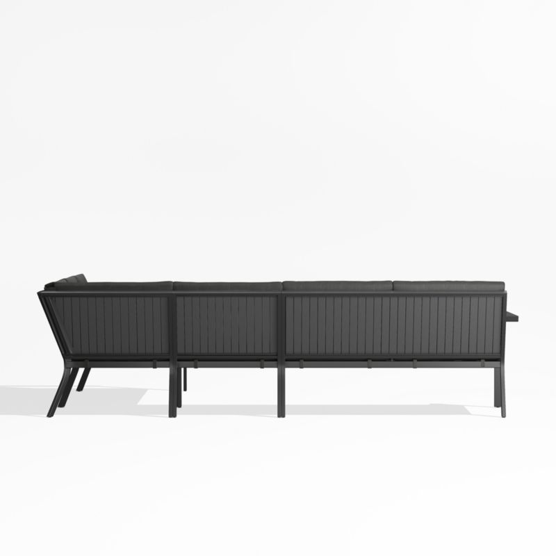 Alfresco Black Metal 4-Piece L-Shaped Outdoor Sectional Sofa with Charcoal Grey Sunbrella ® Cushions - image 4 of 5