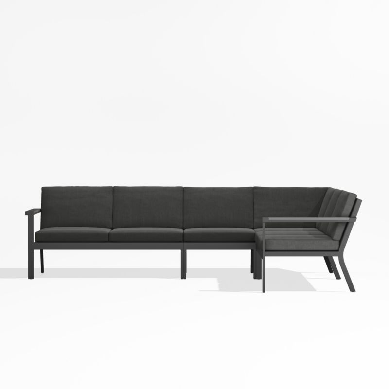 Alfresco Black Metal 4-Piece L-Shaped Outdoor Sectional Sofa with Charcoal Grey Sunbrella ® Cushions - image 2 of 5