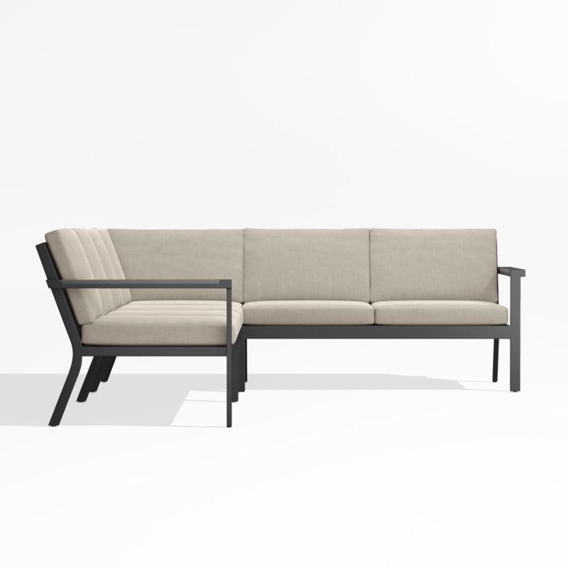 Alfresco Black Metal 4-Piece L-Shaped Outdoor Sectional Sofa with Flax Beige Sunbrella ® Cushions - image 2 of 5