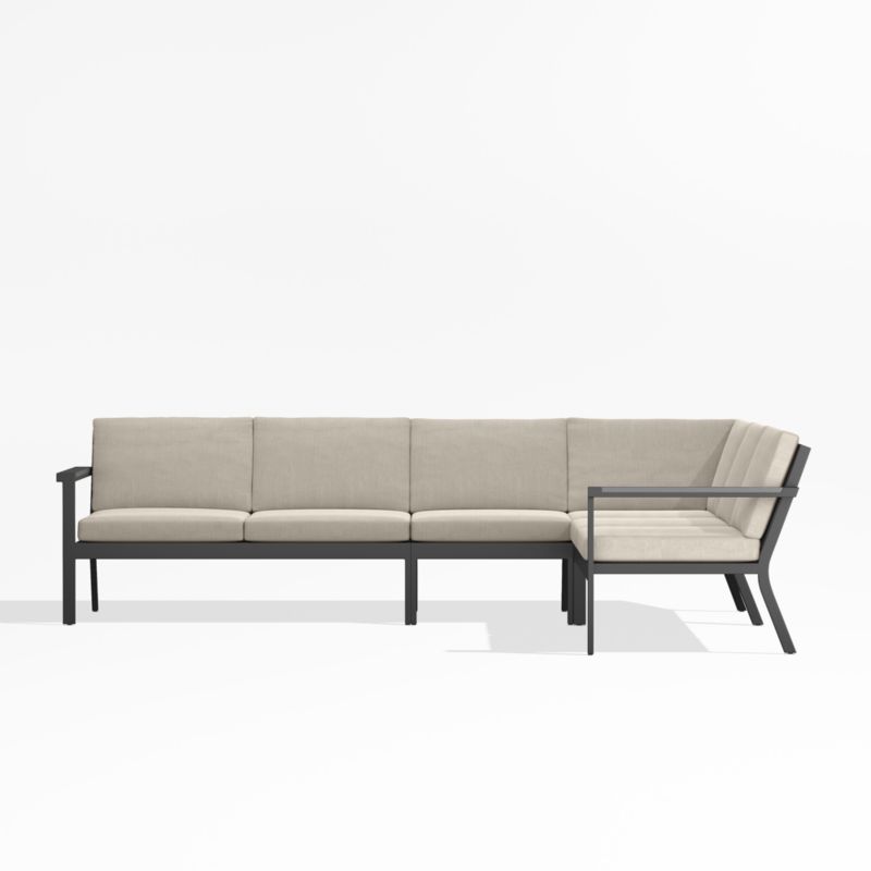 Alfresco Black Metal 4-Piece L-Shaped Outdoor Sectional Sofa with Flax Beige Sunbrella ® Cushions - image 3 of 5