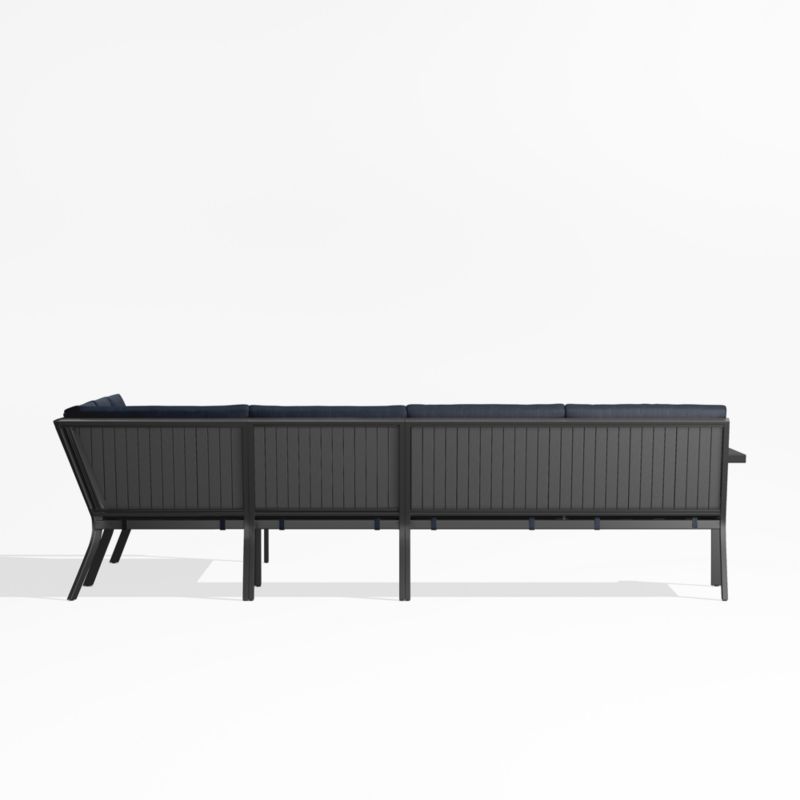 Alfresco Black Metal 4-Piece L-Shaped Outdoor Sectional Sofa with Navy Blue Sunbrella ® Cushions - image 4 of 5