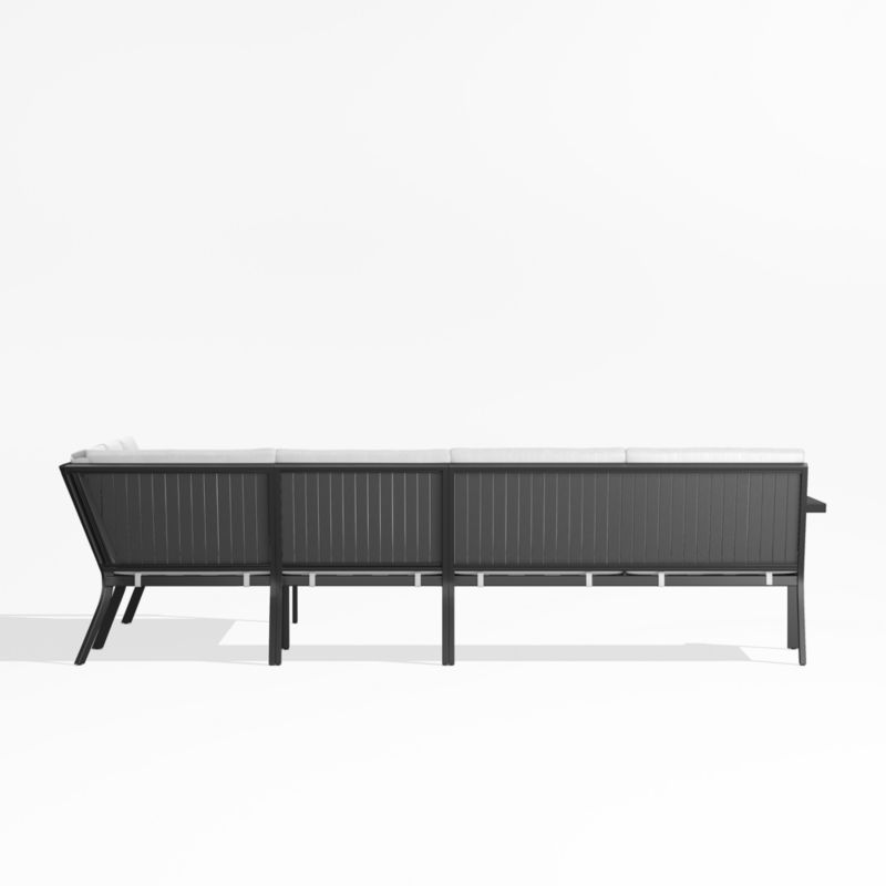 Alfresco Black Metal 4-Piece L-Shaped Outdoor Sectional Sofa with White Sunbrella ® Cushions - image 4 of 5