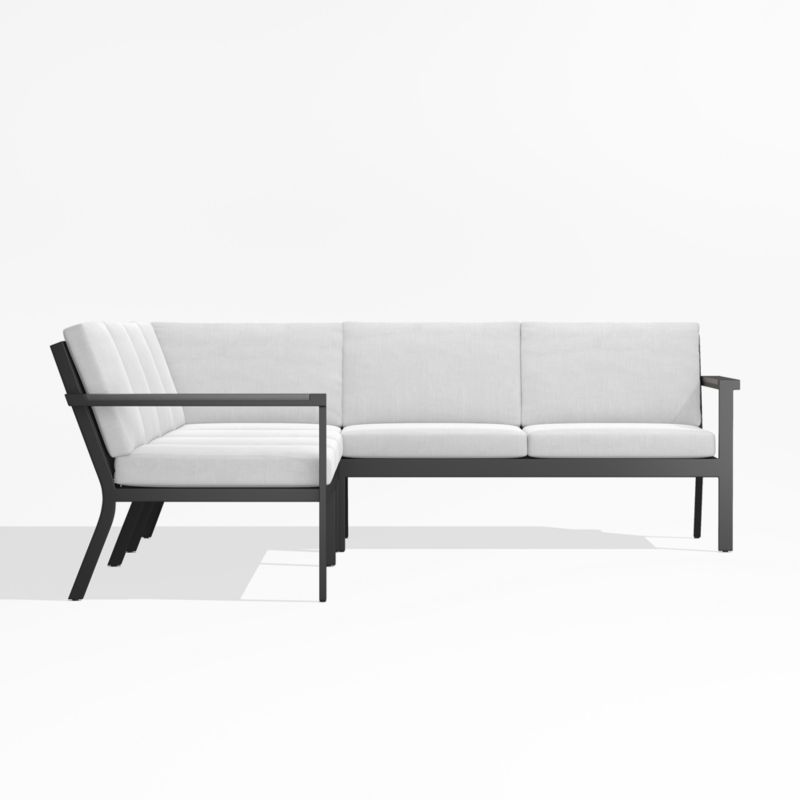 Alfresco Black Metal 4-Piece L-Shaped Outdoor Sectional Sofa with White Sunbrella ® Cushions - image 3 of 5