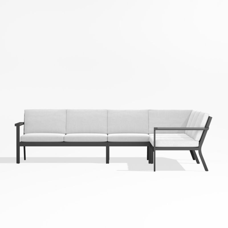 Alfresco Black Metal 4-Piece L-Shaped Outdoor Sectional Sofa with White Sunbrella ® Cushions - image 2 of 5