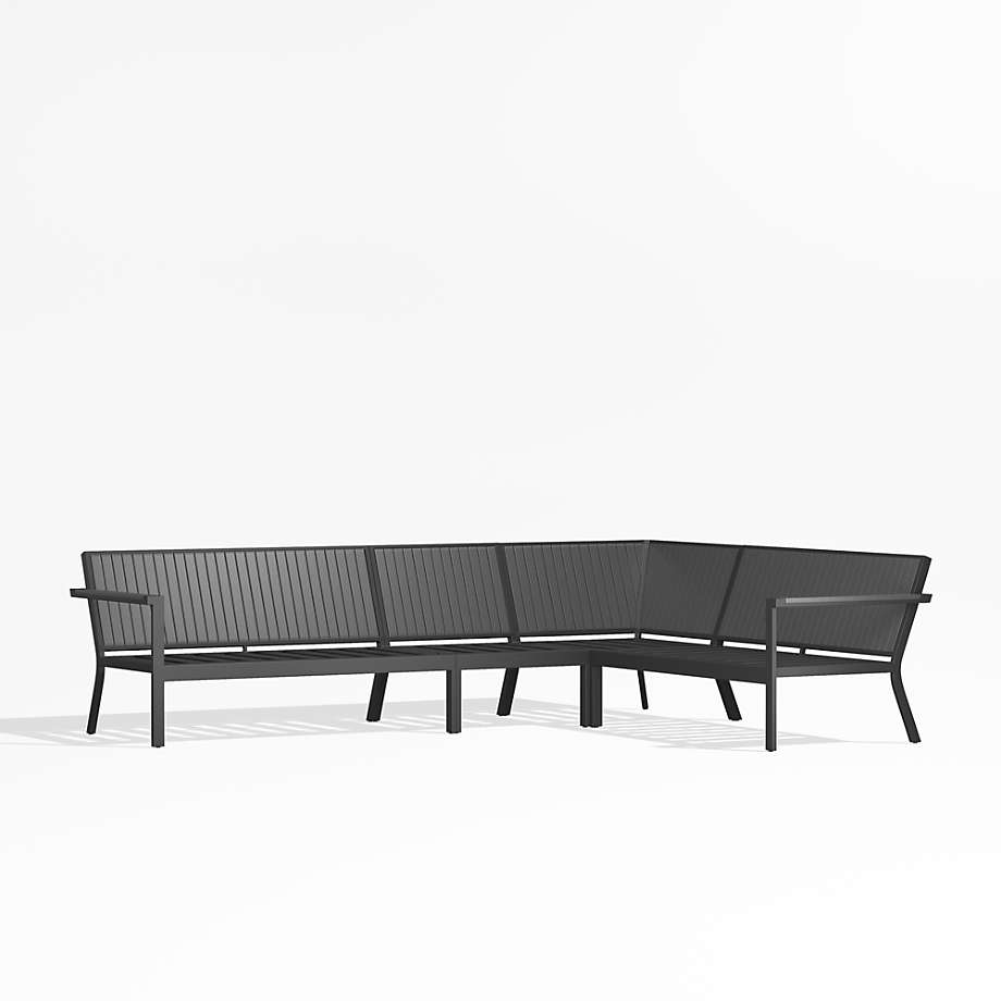 Alfresco Black Metal 4Piece LShaped Outdoor Sectional Sofa with Java
