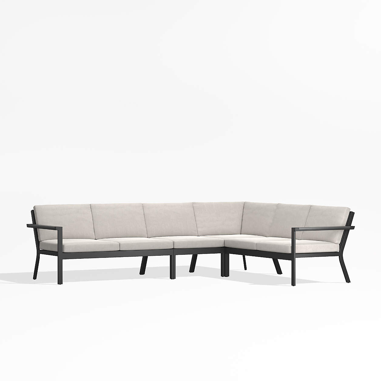 Alfresco Metal 4Piece Petite LShaped Outdoor Sectional Sofa with Silver Sunbrella Cushions