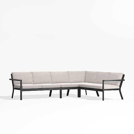 Alfresco Metal 4-Piece L-Shaped Outdoor Sectional Sofa with Silver Sunbrella® Cushions