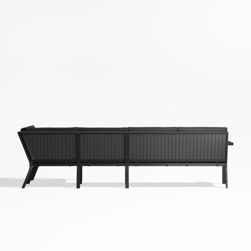 Alfresco Black Metal 4-Piece Petite L-Shaped Outdoor Sectional Sofa with Charcoal Grey Sunbrella ® Cushions - image 4 of 5