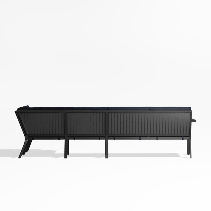 Alfresco Black Metal 4-Piece Petite L-Shaped Outdoor Sectional Sofa with Navy Blue Sunbrella ® Cushions - image 4 of 5