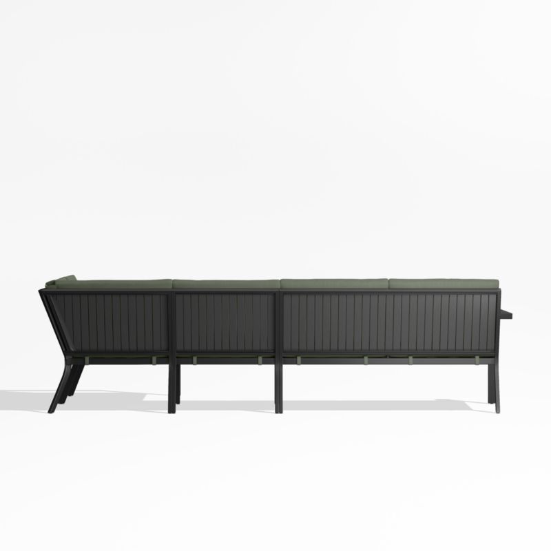 Alfresco Black Metal 4-Piece Petite L-Shaped Outdoor Sectional Sofa with Sage Green Sunbrella Cushions - image 4 of 5