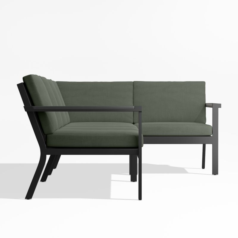 Alfresco Black Metal 4-Piece Petite L-Shaped Outdoor Sectional Sofa with Sage Green Sunbrella Cushions - image 3 of 5