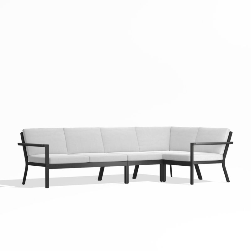 Alfresco Black Metal 4-Piece Petite L-Shaped Outdoor Sectional Sofa with White Sunbrella Cushions - image 0 of 5