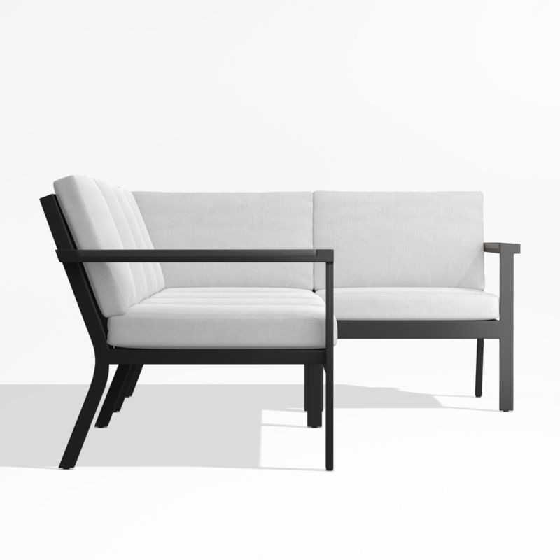 Alfresco Black Metal 4-Piece Petite L-Shaped Outdoor Sectional Sofa with White Sunbrella Cushions - image 3 of 5