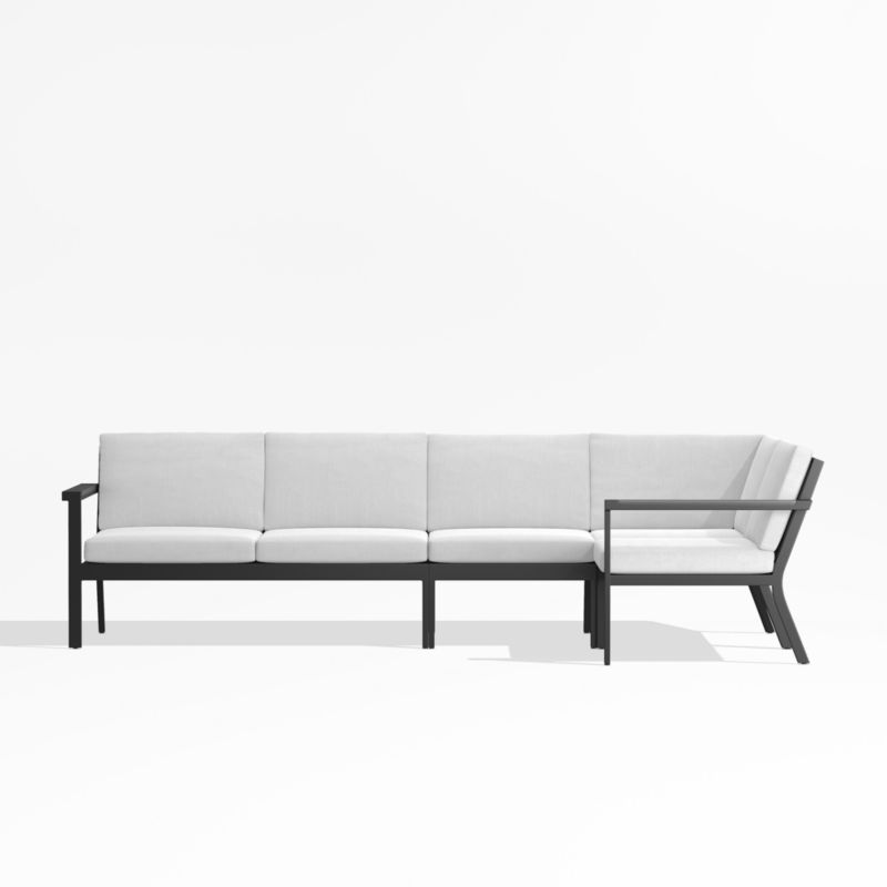 Alfresco Black Metal 4-Piece Petite L-Shaped Outdoor Sectional Sofa with White Sunbrella Cushions - image 2 of 5