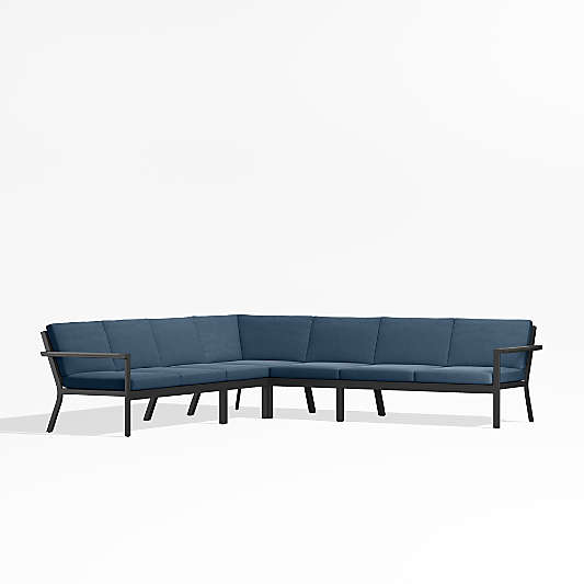 Alfresco Cast Harbor Blue Sunbrella ® 5-Piece L-Shaped Outdoor Sectional Cushions