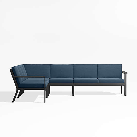 Alfresco Cast Harbor Blue Sunbrella ® 5-Piece L-Shaped Outdoor Sectional Cushions