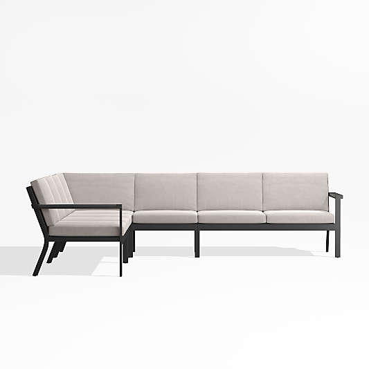 Alfresco Metal 5-Piece L-Shaped Outdoor Sectional Sofa with Silver Sunbrella® Cushions