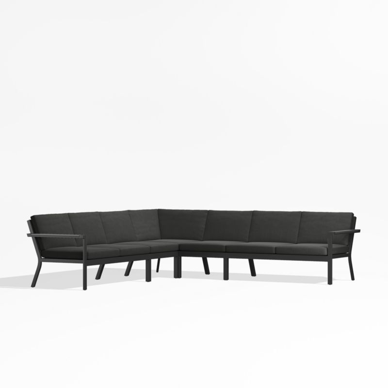 Alfresco Black Metal 5-Piece L-Shaped Outdoor Sectional Sofa with Charcoal Grey Sunbrella ® Cushions - image 0 of 5