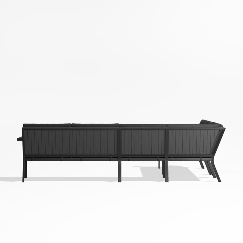 Alfresco Black Metal 5-Piece L-Shaped Outdoor Sectional Sofa with Charcoal Grey Sunbrella ® Cushions - image 4 of 5