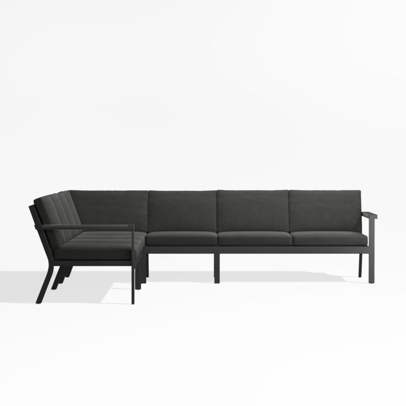 Alfresco Black Metal 5-Piece L-Shaped Outdoor Sectional Sofa with Charcoal Grey Sunbrella ® Cushions - image 2 of 5