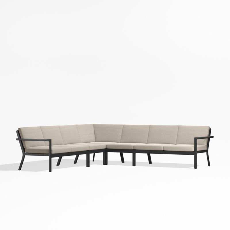 Alfresco Black Metal 5-Piece L-Shaped Outdoor Sectional Sofa with Flax Beige Sunbrella ® Cushions - image 0 of 5