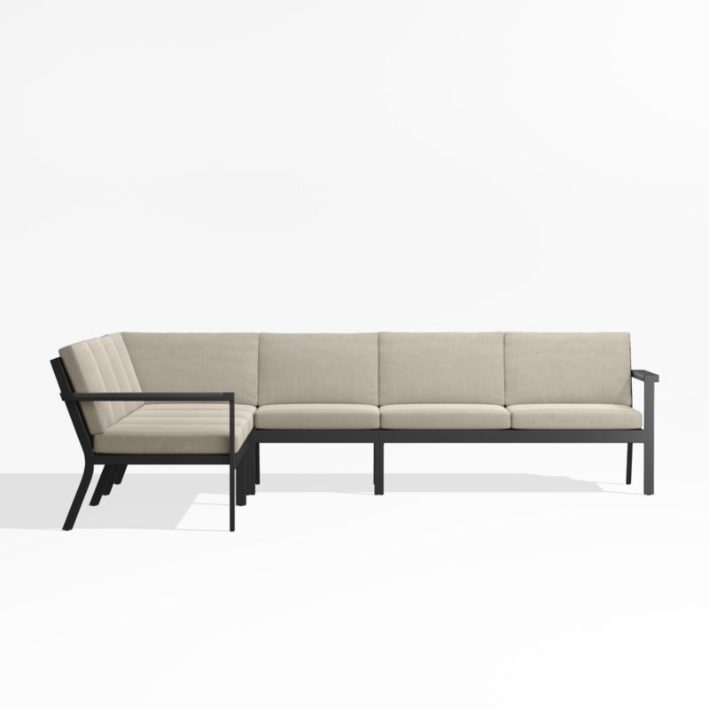 Alfresco Black Metal 5-Piece L-Shaped Outdoor Sectional Sofa with Flax Beige Sunbrella ® Cushions - image 2 of 5