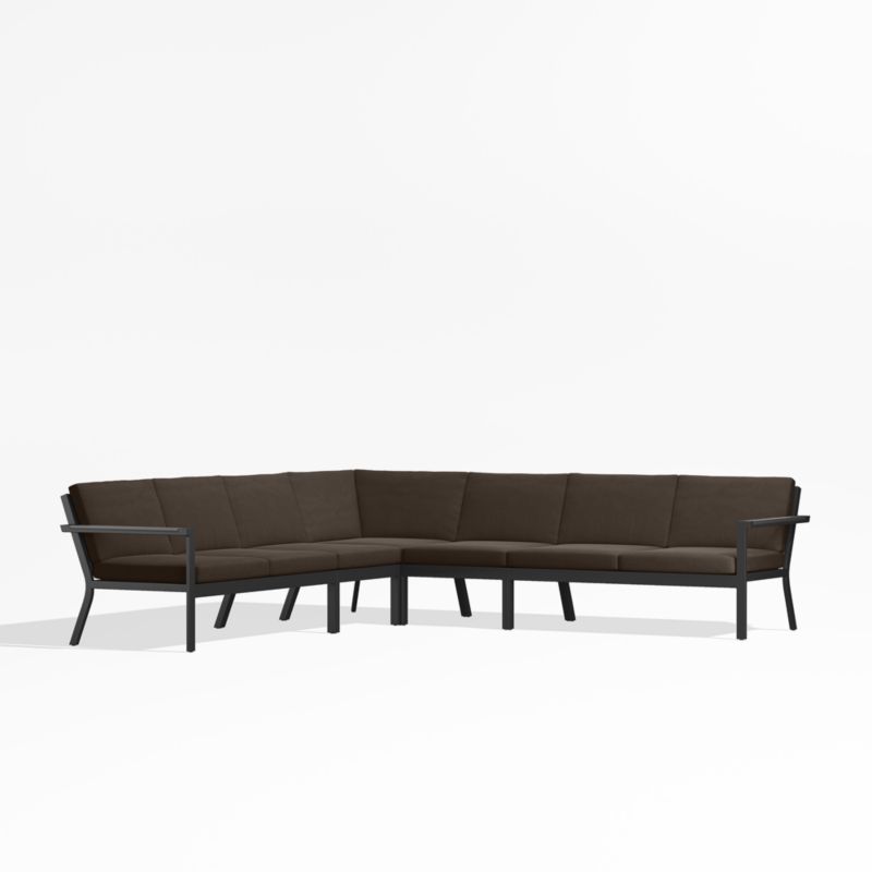 Alfresco Black Metal 5-Piece L-Shaped Outdoor Sectional Sofa with Java ...