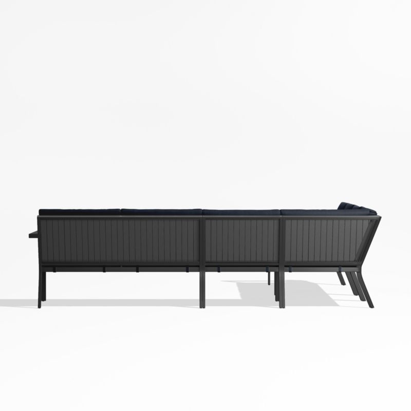 Alfresco Black Metal 5-Piece L-Shaped Outdoor Sectional Sofa with Navy Blue Sunbrella ® Cushions - image 4 of 5