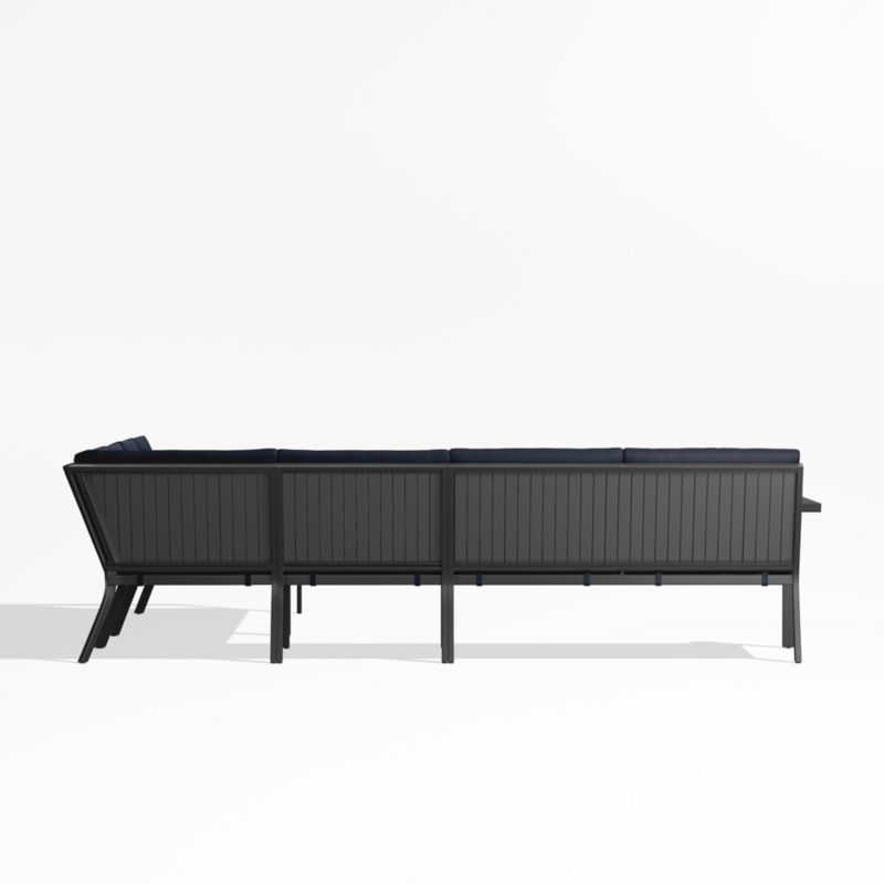 Alfresco Black Metal 5-Piece L-Shaped Outdoor Sectional Sofa with Navy Blue Sunbrella ® Cushions - image 3 of 5