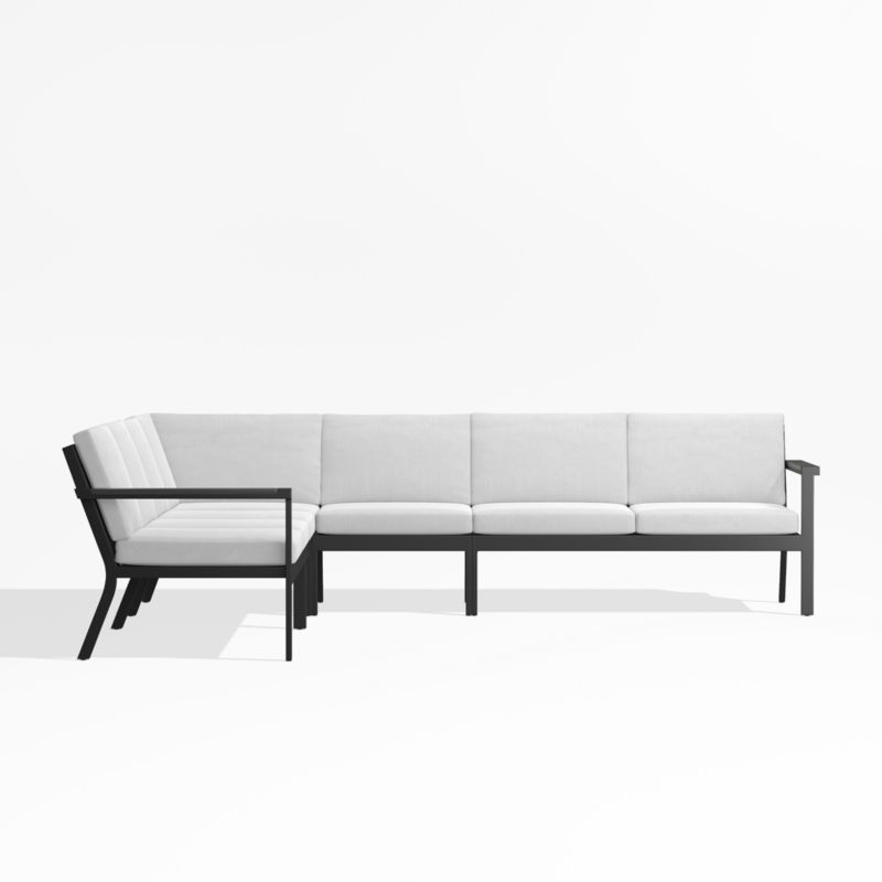 Alfresco Black Metal 5-Piece L-Shaped Outdoor Sectional Sofa with White Sunbrella ® Cushions - image 2 of 5