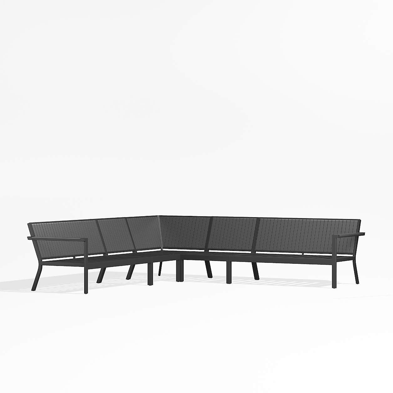 Alfresco Black Metal 5Piece LShaped Outdoor Sectional Sofa Frame Crate & Barrel
