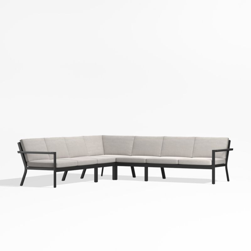 Alfresco Metal 5-Piece L-Shaped Outdoor Sectional Sofa with Silver ...