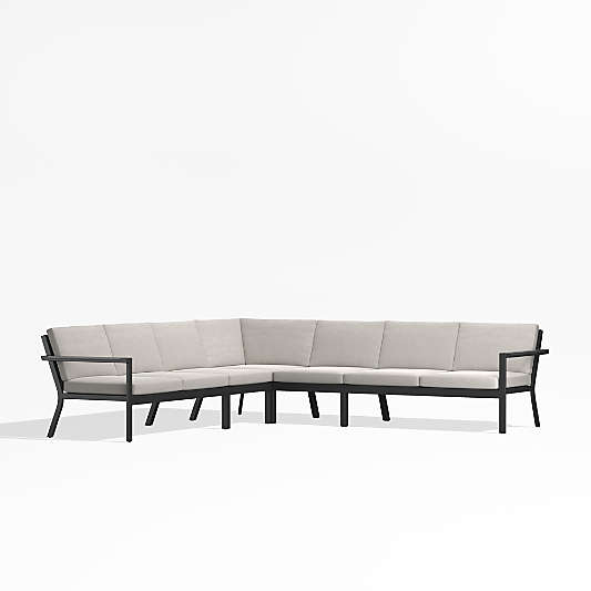 Alfresco Metal 5-Piece L-Shaped Outdoor Sectional Sofa with Silver Sunbrella® Cushions